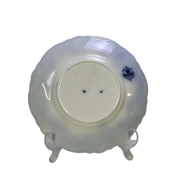 Antique Alfred Meakin Greenville Blue 9" Luncheon Plate Black Floral on Blue Rim - Picture 6 of 8